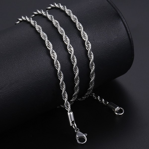 Kalung Titanium Pria Wanita Perak Model Tambang Silver Tone