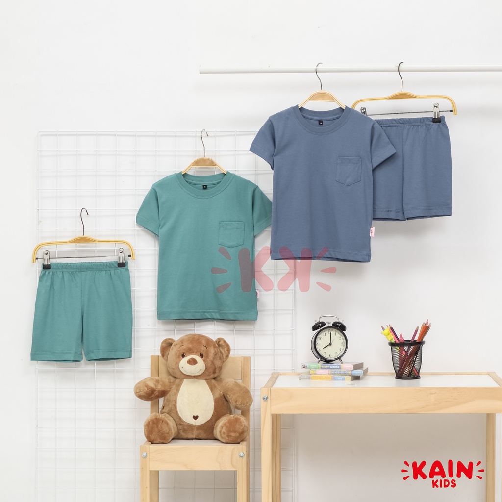 KainKids Setelan Kaos Polos Anak &amp; Celana Pendek 1-7Y | Set Pocket Tee Short Pants PK SPC01