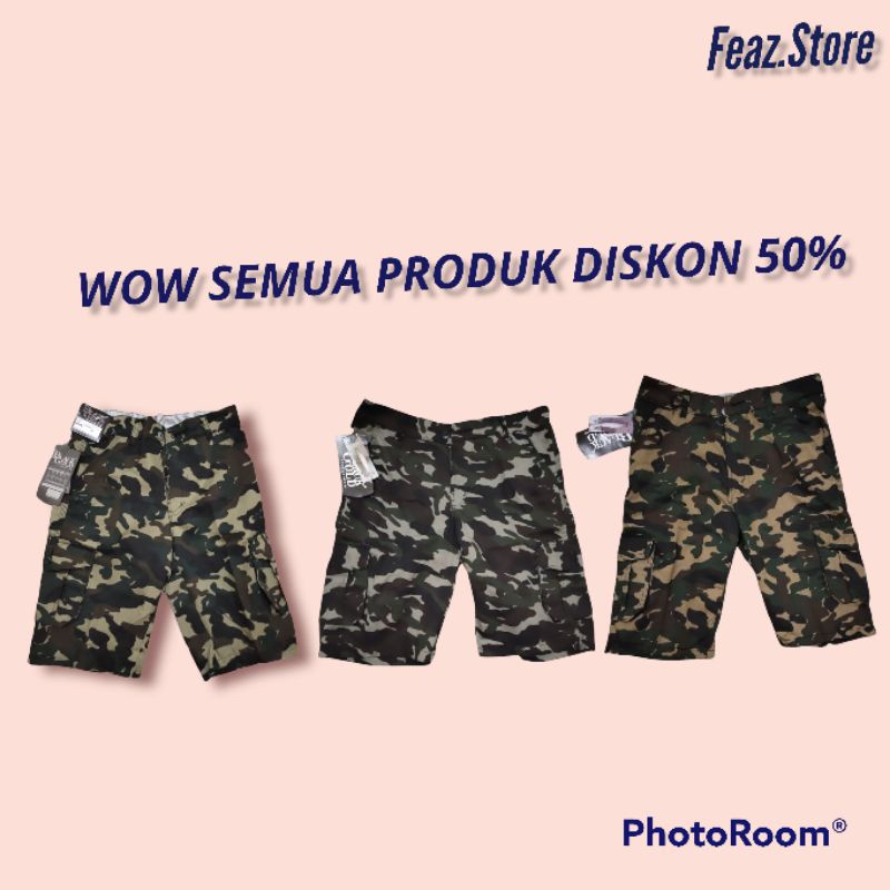 Celana Cargo Pria Army Loreng Pendek Celana Santai Pendek Cowok Dewasa Army Loreng