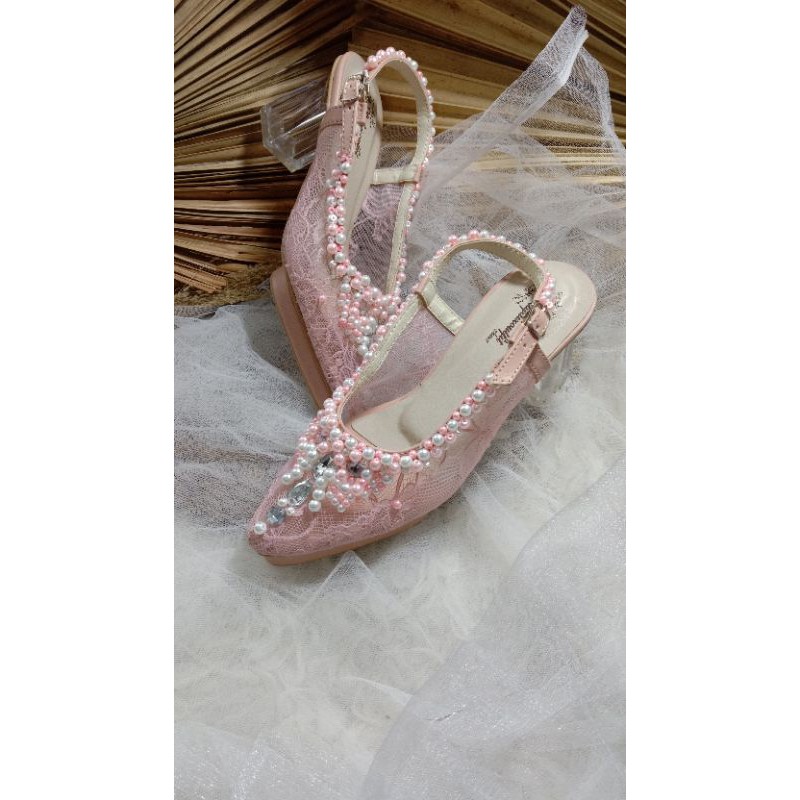 sepatu clarisaa dustypink tinggi 7cm hak kaca