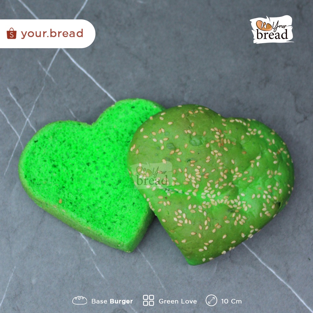 

Roti Burger Love Hijau 10cm | Base Burger Love 10cm Green