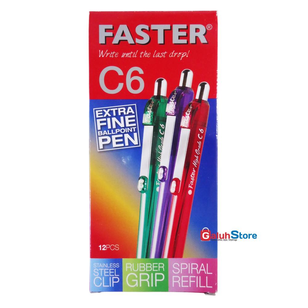 

Faster Pulpen C-6 0.5mm-Tinta Hitam 1 Box (12 pcs)