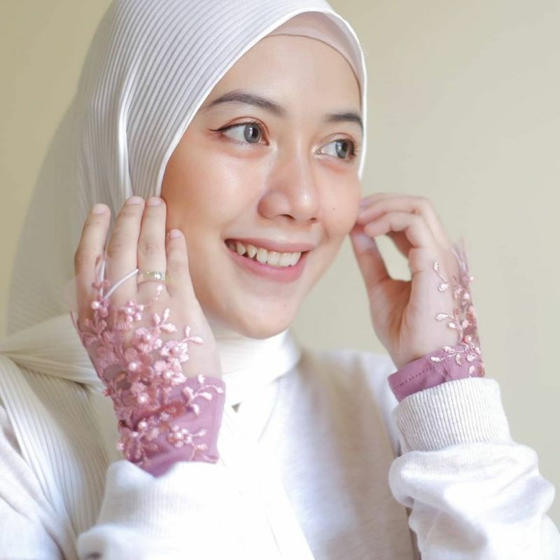 Handsock walimah premium Aisywa Handsock Brukat