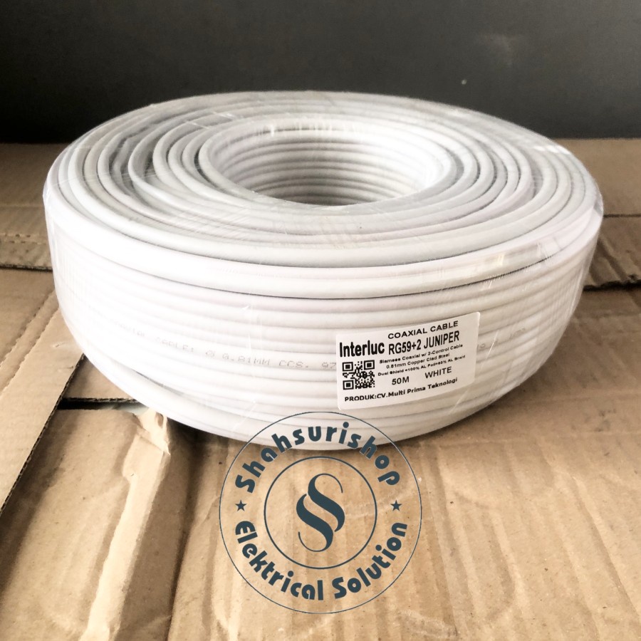 KABEL CCTV EDGE INTERLUC MURAH RG 59 RG59 + 2 JUNIPER POWER 50 METER