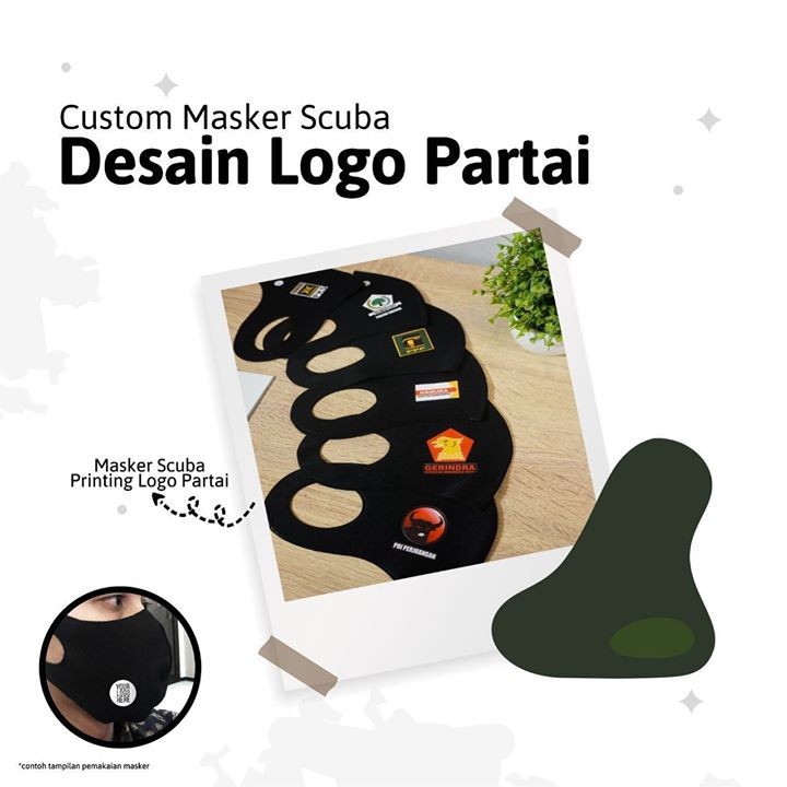 [TERMURAH] Masker Scuba Laser Cut Printing Sablon Elastis Best Quality