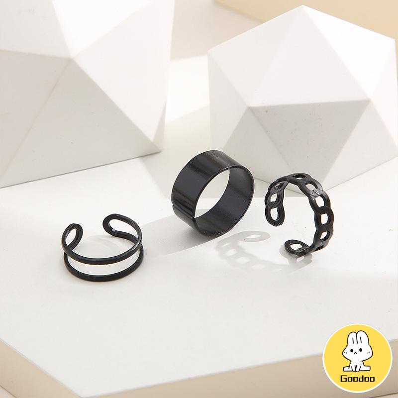 3pcs Set Cincin Jari Knuckle Gaya Vintage Punk Korea Untuk Pria Dan Cincin Wanita -Doo