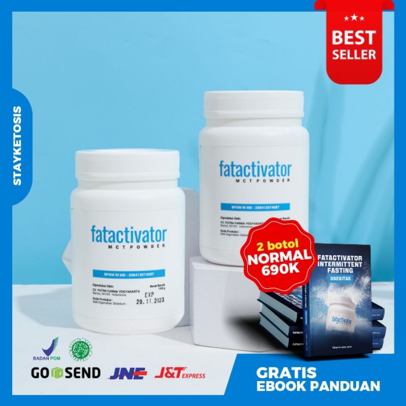 Paket 2 Botol MCT Oil Powder Fatactivator Original Kemasan 150 gram 30 Serving