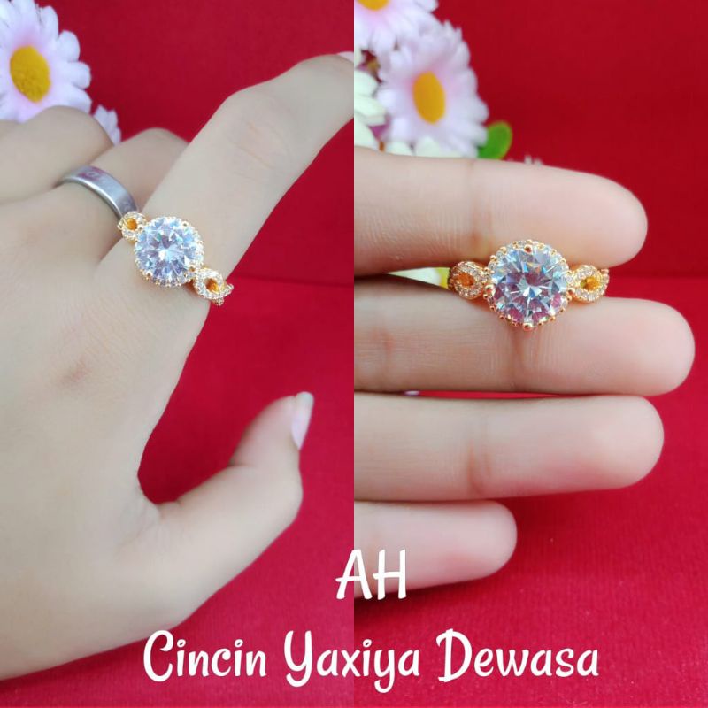 (Anti Karat) Cincin Wanita Mata Satu Semi Berlian