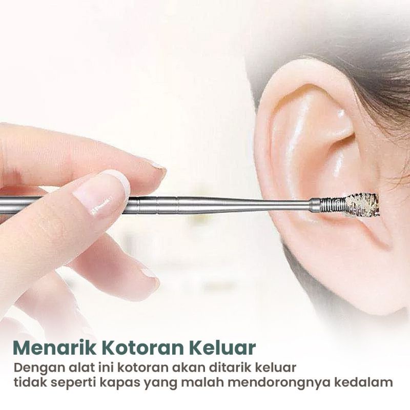 Alat Pembersih Telinga Isi 7 Korek Kuping Ear Wax Picker Isi 7 PCS Stainless Steel