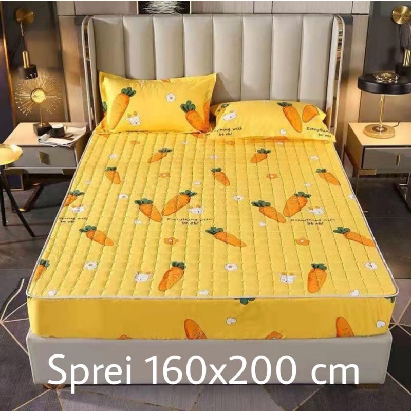Sprei Waterproof / Sprei Protector bermotif / Sprei anti air ukuran 180x200CM dan 160x200CM-160x200 kuning carot