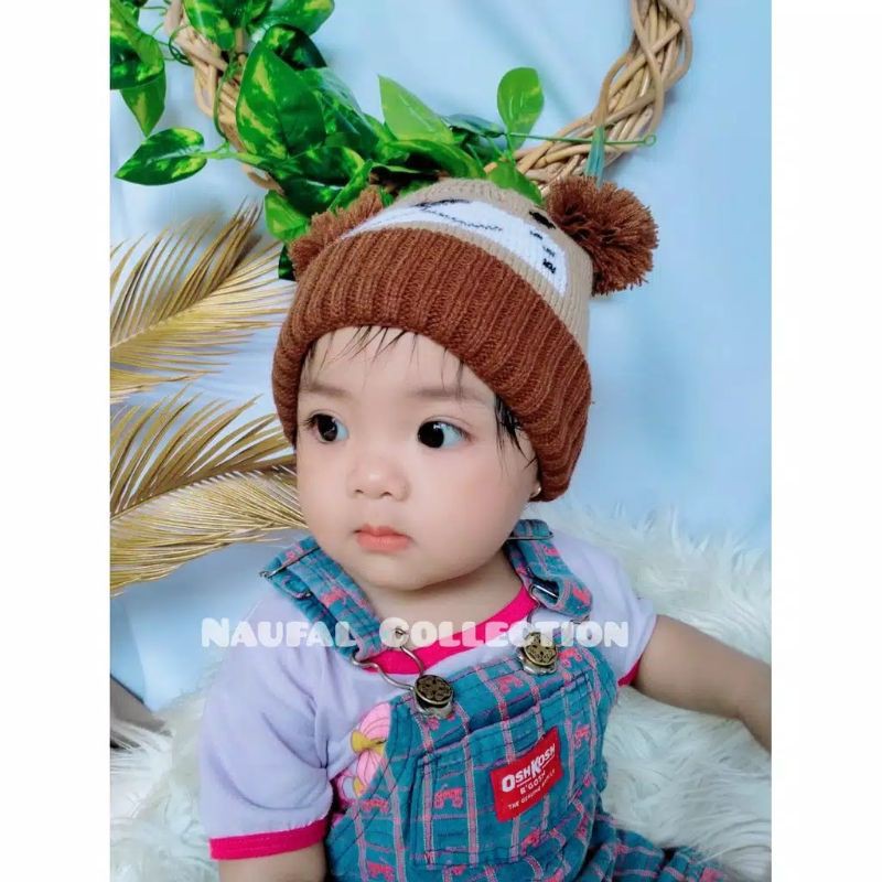 03 Topi Rajut Rambut Kepang Pom2 Kupluk Hangat Bando Anak Bayi Cewek Pompom | Aksesoris Musim Dingin