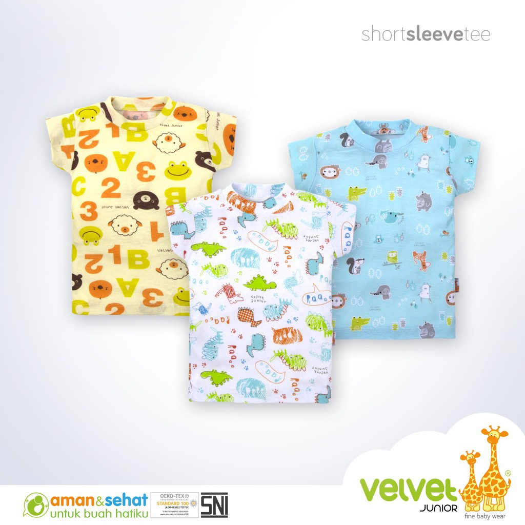 VELVET JUNIOR Kaos Oblong Lengan Pendek Lembut SML / Kaos Bayi VELVET