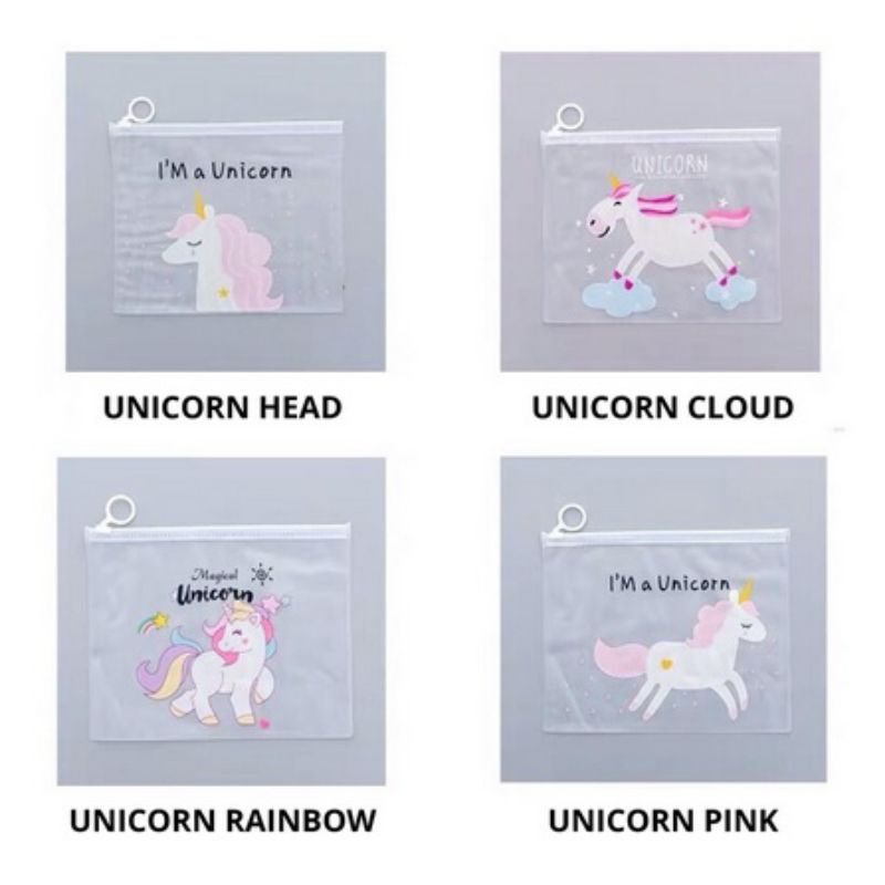 CAHAYA PELANGI (CPS) POUCH UNICORN - POUCH KOSMETIK TEPAK PENSIL TRANSPARAN