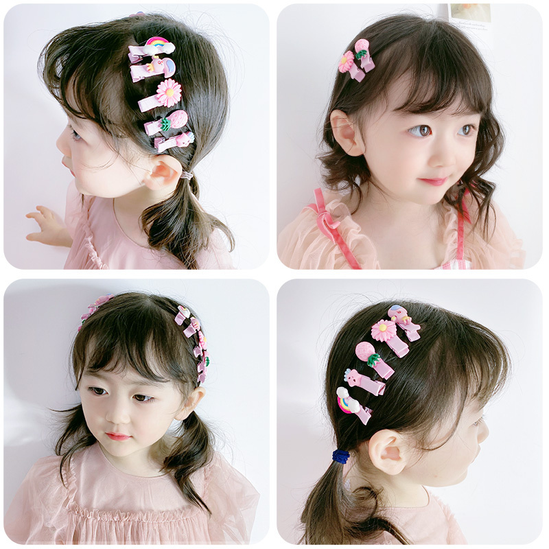 10Pcs/Set Kids Korean INS Style Princess Cartoons Bangs Broken Hair Clip / Acrylic Geometry No Hurt Hair Headwear