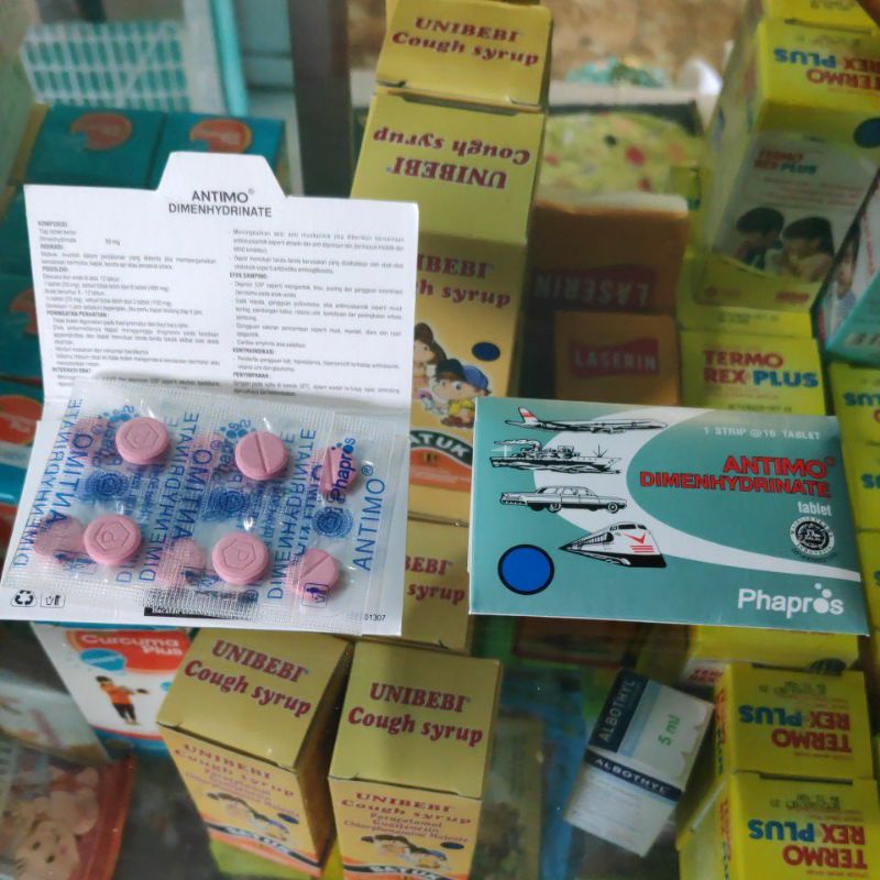 Antimo 1 Strip 10 Tablet 8 Tahun - Dewasa Anti Mabok perjalanan Mabuk Darat Udara Laut