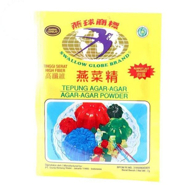 

SWALLOW GLOBE AGAR AGAR SACHET PUTIH BENING / MERAH / HIJAU / COKLAT / BIRU 7gr