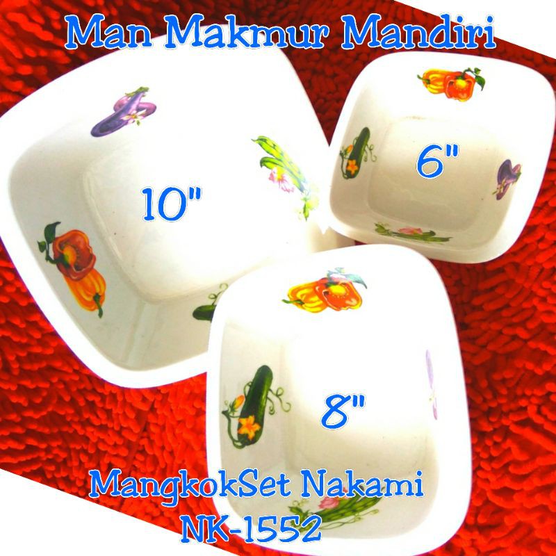 Mangkok Saji Keramik 3pcs Kotak NK-1552