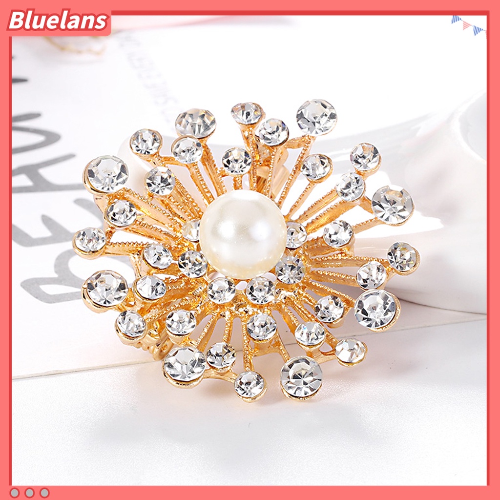 Bros Pin Lencana Bentuk Bulat Aksen Berlian Imitasi Gaya Vintage Untuk Aksesoris Pakaian