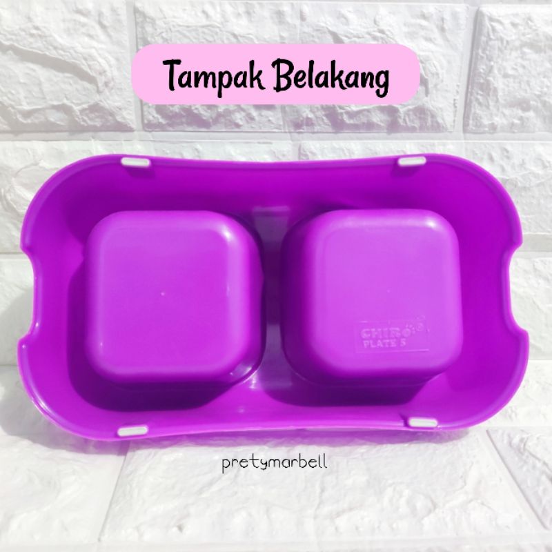 Tempat Makan Double Kotak Bowl Plate Mangkok Kucing Anti Slip