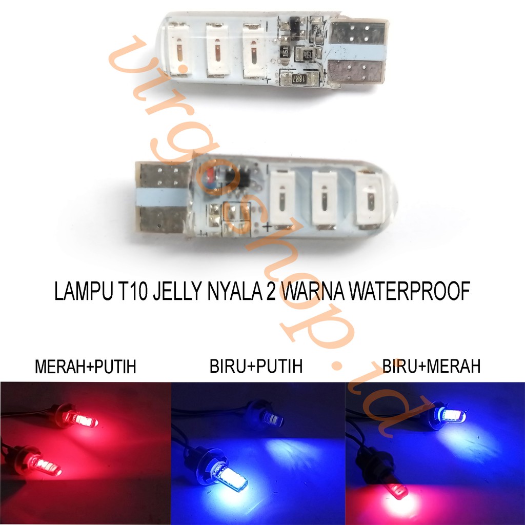 2 Pcs Lampu T10 Jelly 8 Mata LED Nyala 2 Warna Senja Sein - virgoshop.id