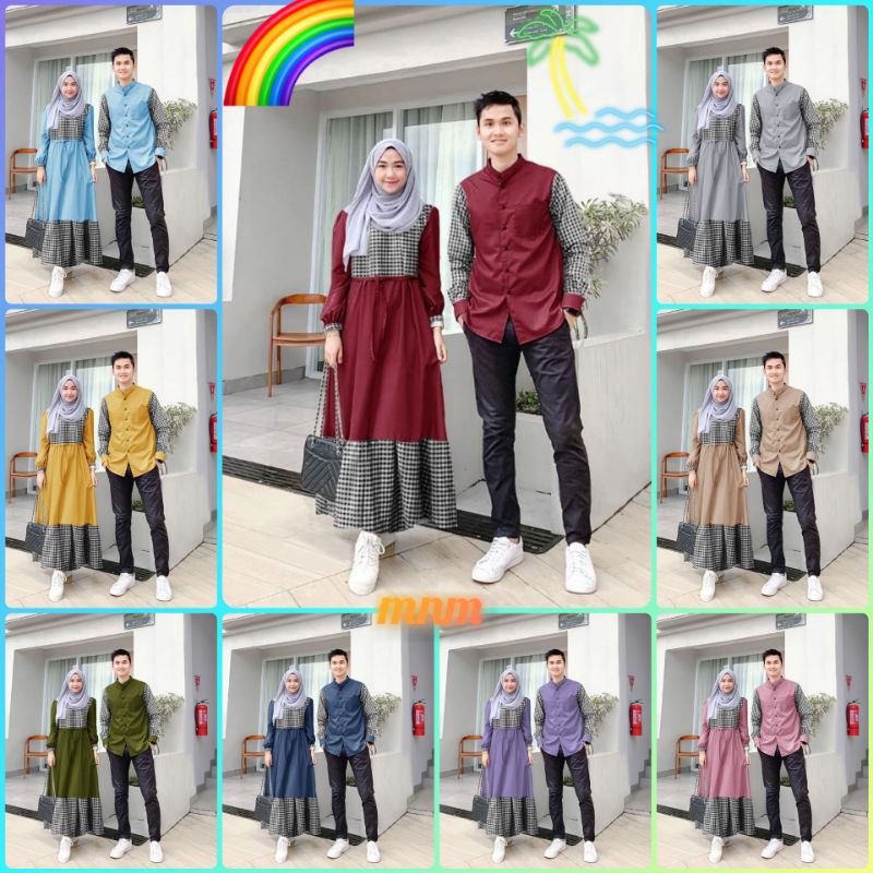 STELAN SET BAJU COUPLE KELUARGA MUSLIM ORIGINAL TERBARU 2022 PREMIUM LEBARAN KONDANGAN MURAH KEKINIA