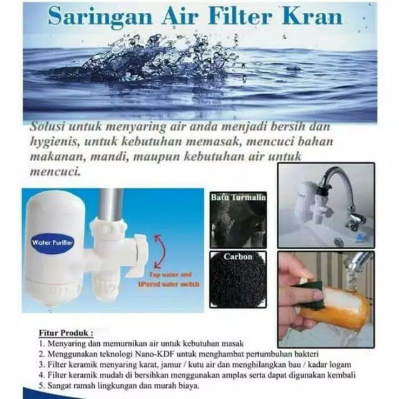 SARINGAN AIR FILTER AIR WATER PURIFIER PENYARING KRAN AIR SARINGAN KRAN AIR PENJERNIH AIR PEMBERSIH WATER PURIFIER SARINGAN FILTER KRAN AIR KERAMIK SWS CERAMIC REFILL PENJERNIH AIR PENYARING AIR KRAN TRANSPARAN AIR BERSIH JERNIH