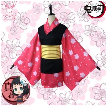 COSTUM COSPLAY MAKOMO KIMETSU NO YAIBA KIMETSU NO YAIBA YUKATA KIMONO KOSTUM