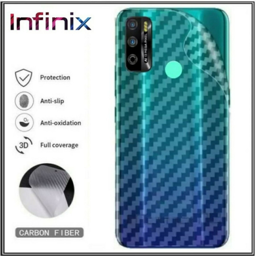 INFINIX HOT 8 HOT 9 HOT 9 PLAY  ANTI GORES BELAKANG SKIN CARBON, GARSKIN KARBON TRANSPARAN ANTI JAMUR PELINDUNG BELAKANG BACK GUARD