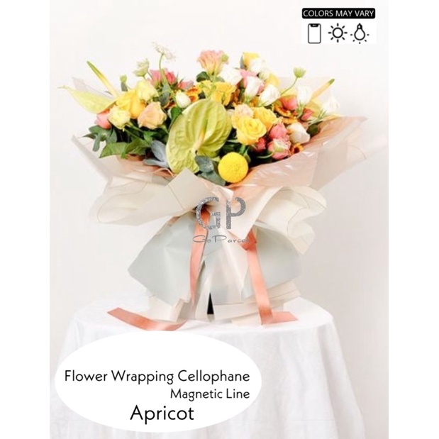 ( 5 Lembar ) MAGNETIC LINE - FLOWER WRAPPING PAPER KOREAN PLASTIC CELLOPHANE KERTAS BUNGA / FLORIST/ BUKET BUNGA / KARANGAN RANGKAIAN BUNGA