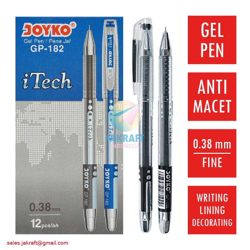 

(1 Pcs) Pulpen Gel Pen Hitam JOYKO GP-182 iTECH Black Ala PILOT HI-TEC 0.38 mm | 0.38mm Fine