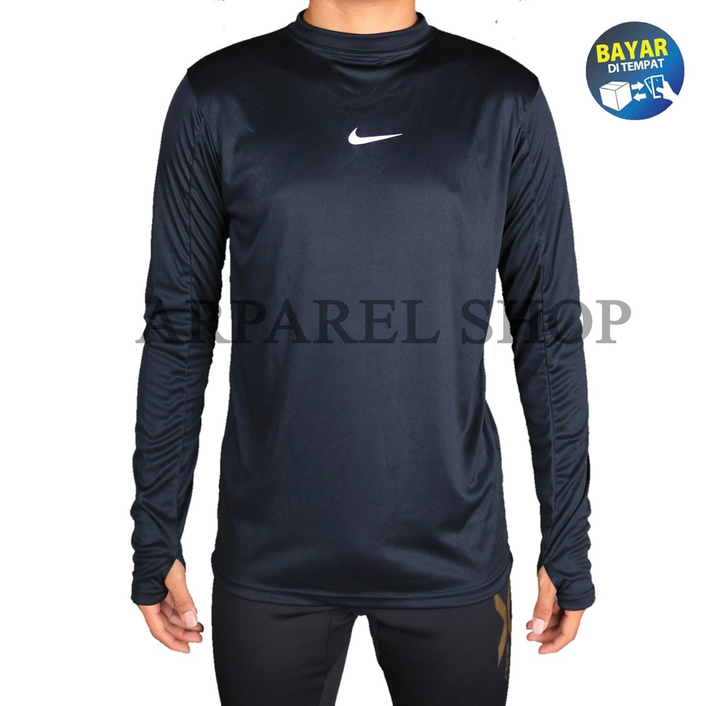 Manset BaseLayer Pria / Baselayer Lengan Panjang Baju Manset Olahraga - Hitam