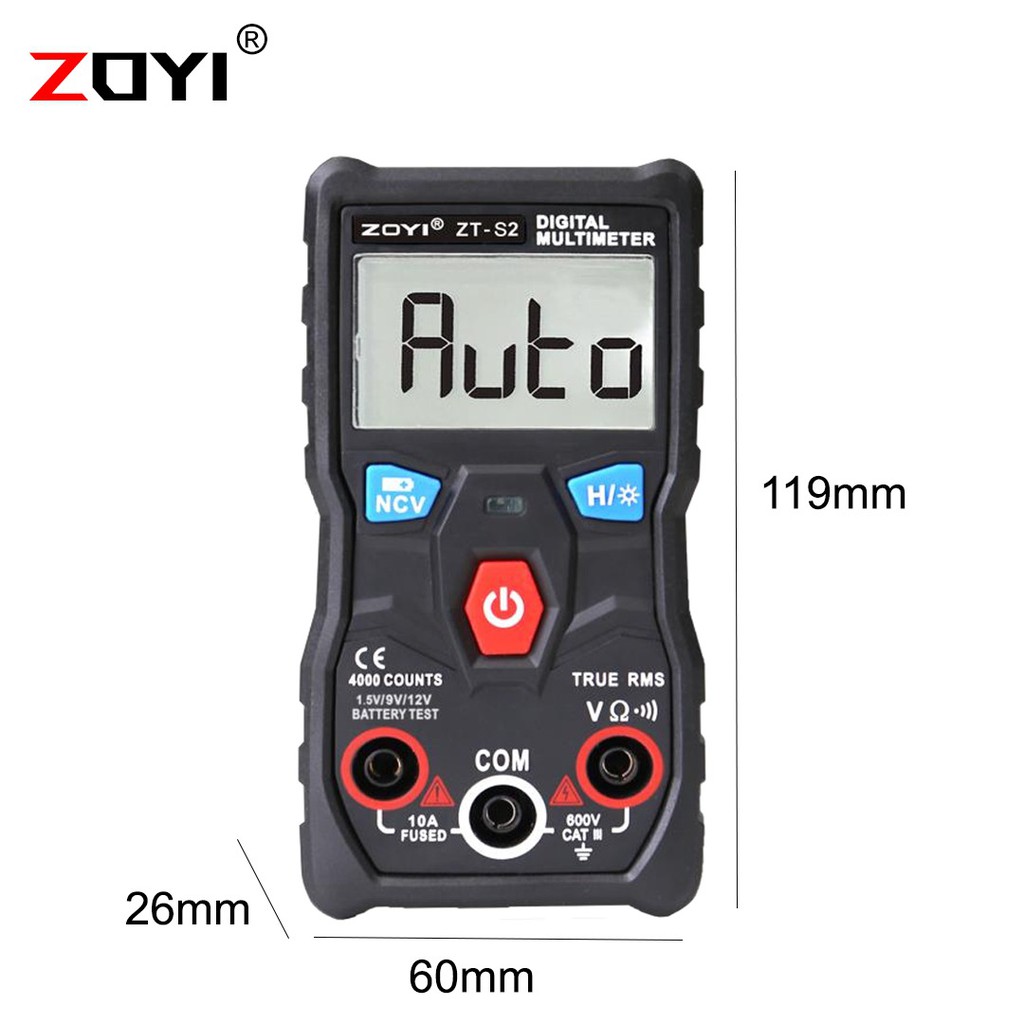 ZOYI ZT-S2 True RMS Multitester Digital Counts 4000 Auto Range Test Battery