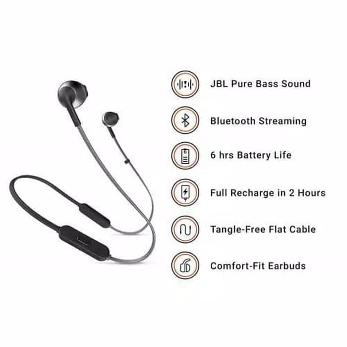 JBL T205BT InEar Bluetooth with Microphones