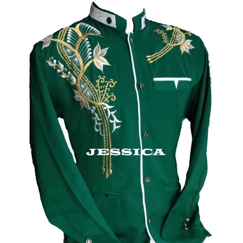 Jasko Bordir Busana Muslim Pria Dewasa Motif Kekinian Warna biru ijo  Lengan Panjang Terbaru