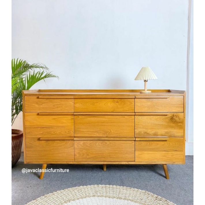 BUFET TV SCANDINAVIA MINIMALIS CABINET PAJANGAN RUANG TAMU KAYU JATI TUA VINTAGE RETRO DRAWER NATURAL FURNITURE JEPARA-1