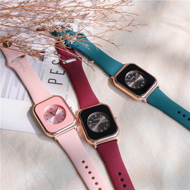 【Ready Stock】JAM TANGAN WANITA / PRIA ANALOG QUARTZ RUBBER WATCH IMPORT GROSIR ORIGINAL KOTAK PERSEGI HIGH QUALITY