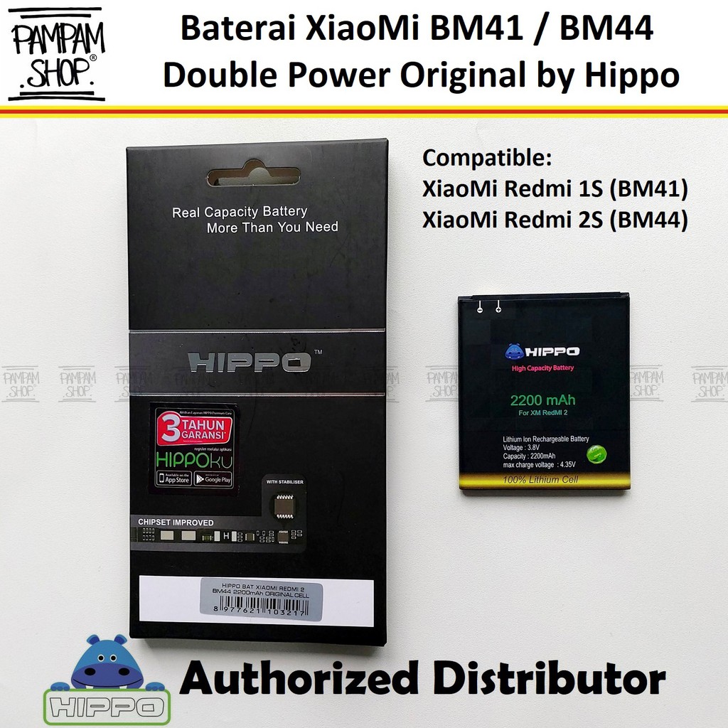 Baterai Hippo Double Power Original XiaoMi Redmi 2 2S Prime S BM44 Batre Batrai Hipo Ori Xiao BM 44