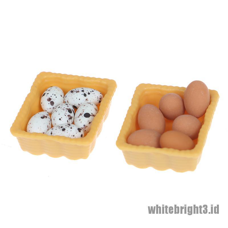 (white3) Mainan Miniatur Telur Skala 1: 12 Dengan Nampan Untuk Aksesoris Dapur Rumah Boneka