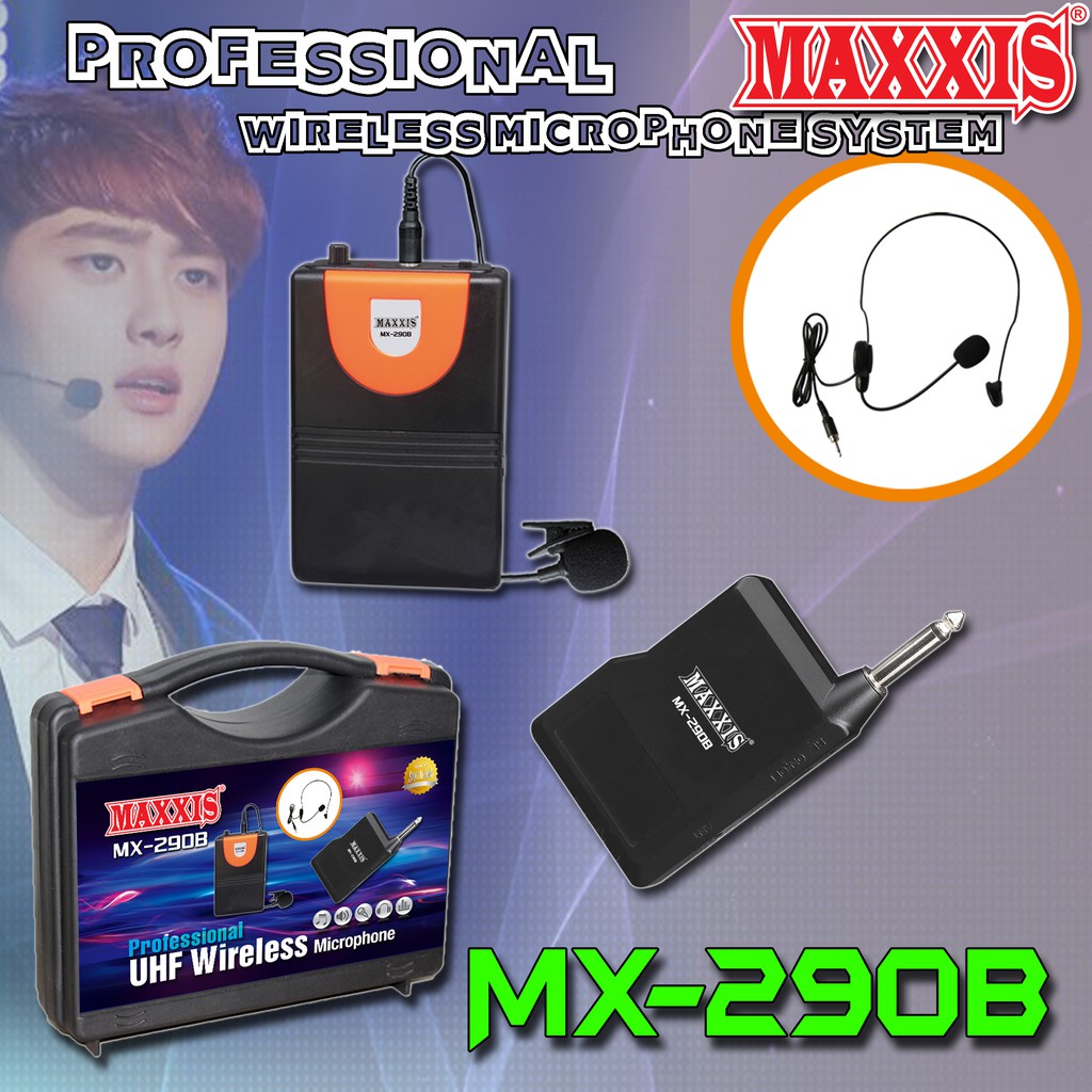 Mic Wireless MX 290 Bandol + Koper / Wireless Microphone MAXXIS MX - 290 / Mic Clip On MX-290 Jepit