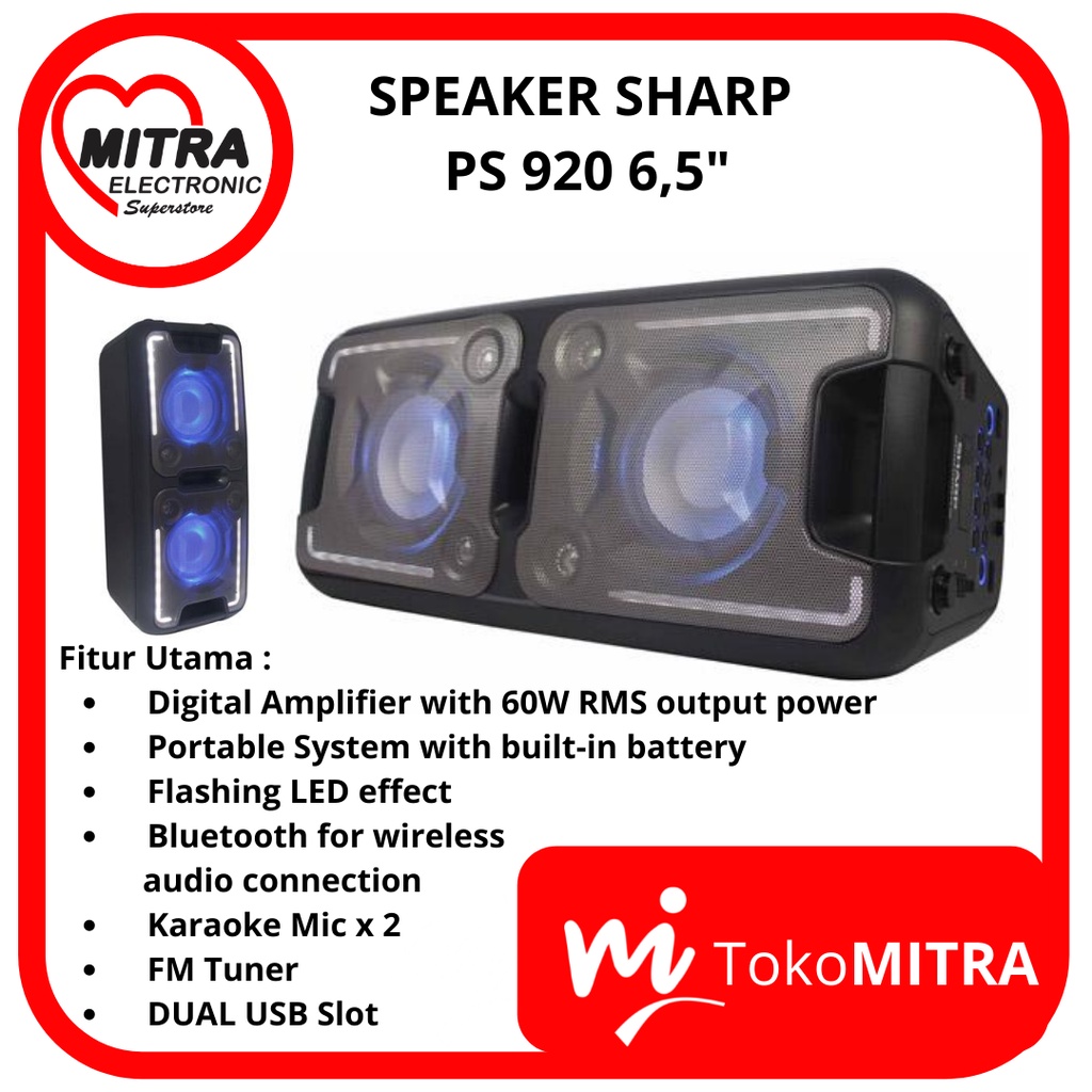 SPEAKER AKTIF PORTABLE SHARP PS-920 6'