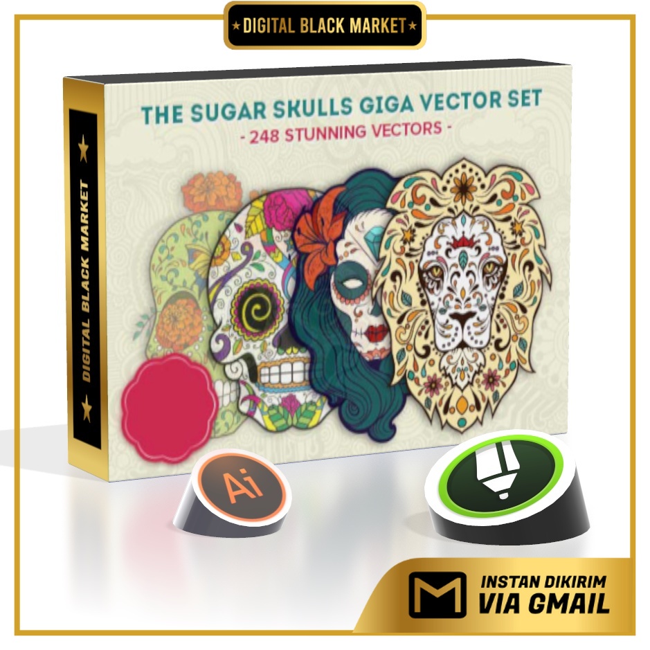 Designious - Sugar Skulls Vector Pack - Coreldraw