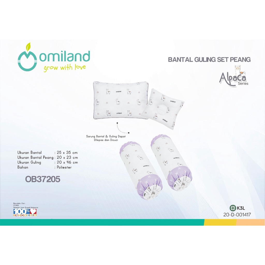 Omiland Bantal Guling Bayi Set Peang Alpaca Series Bahan Halus Tidak Berbulu - OB 37201-4