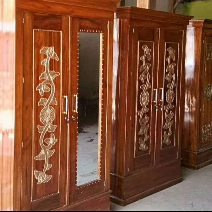 LEMARI KAYU JATI 2 PINTU - Plitur