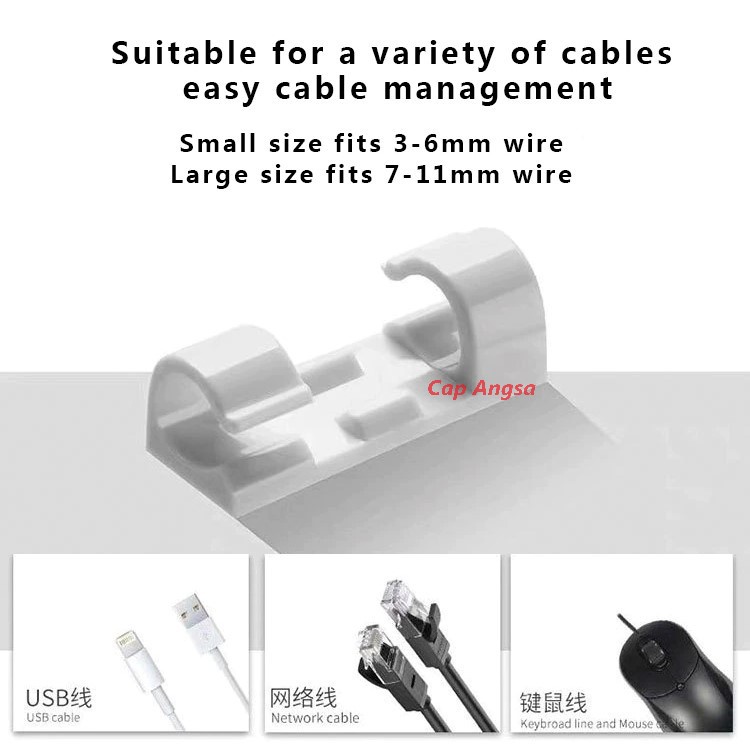 KABEL KLIP ORGANIZER WIRE CABLE CLIP CLAMP KLEM PENJEPIT JEPITAN CLAM PERAPIH KABEL KOMPUTER TV HP LAPTOP 1 PACK