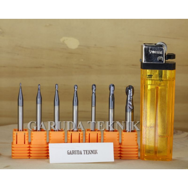 Mata Router Bit CNC BALLNOSE ENDMILL 2Flute CARBIDE for Besi Kuningan Tembaga Kayu Akrilik