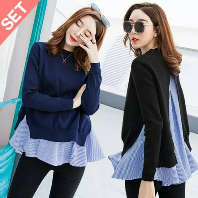 Model Baju Atasan Blouse Panjang Wanita Terbaru Kekinian 2 In 1 Blouse Lengan Panjang Wanita Murah Shopee Indonesia