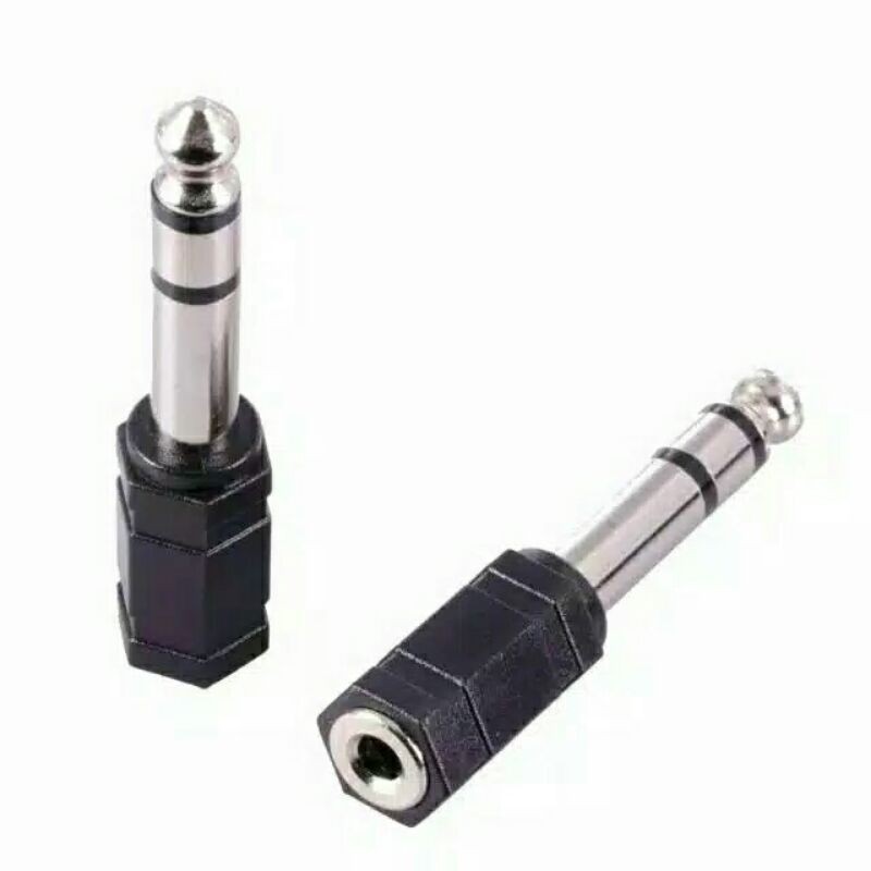 Perubah jack 3.5mm To 6.35mm Sambungan HP ke mic speaker sound extender plug connector converter