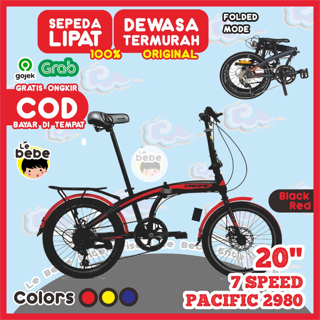 Sepeda Lipat Folding Bike Pacific 2980 20 inch Sepeda Gunung Road Bike Sepeda Artis SNI ORIGINAL