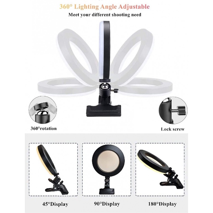 T79 Professional Live Stream 6-inch Desk LED Ring Light