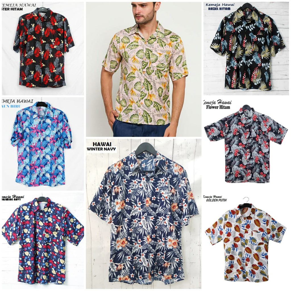 KEMEJA HAWAI KEMEJA PRIA BAJU PANTAI COWO BALI REGGAE COWO PENDEK SANTAI RAYON HALUS